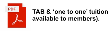 TAB & ‘one to one’ tuition available to members).
